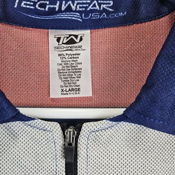 Power Custom Grand Cycling Jersey Mens XL Blue Techwear USA Gun Shop 1/4 Zip - Picture 2 of 7